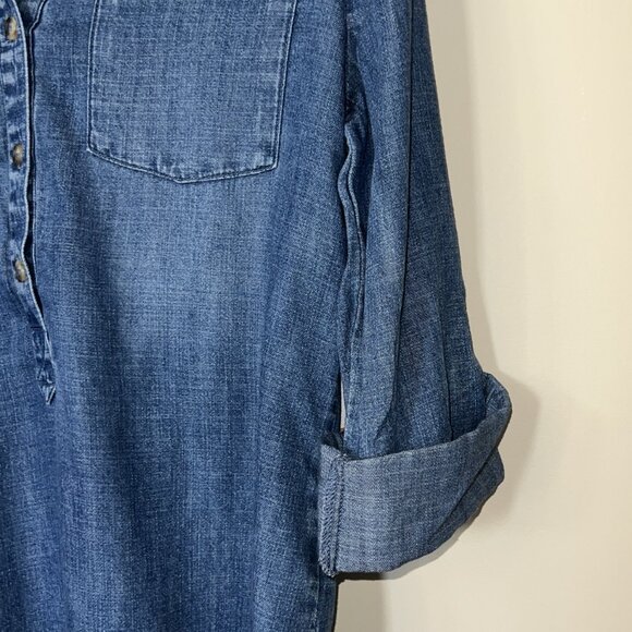 Billy T Denim Henley, with Roll Tab Sleeves, Shirt New with Tags new - Picture 7 of 10